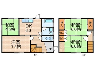 甲子園浜田町貸家の物件間取画像